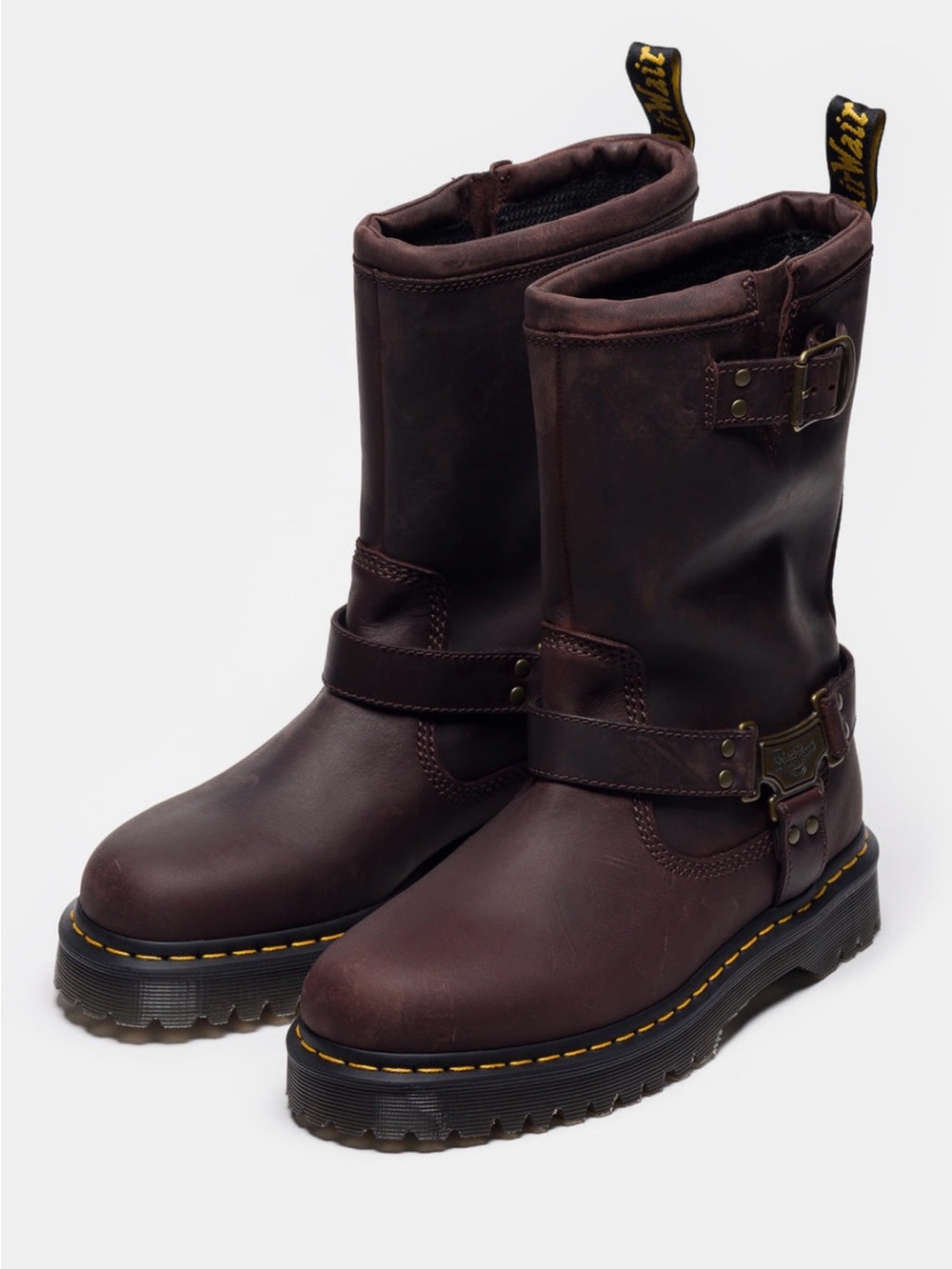 Dr. Martens Anistone Hi Dark Brown Leather Biker Boots Women’s 6 NEW